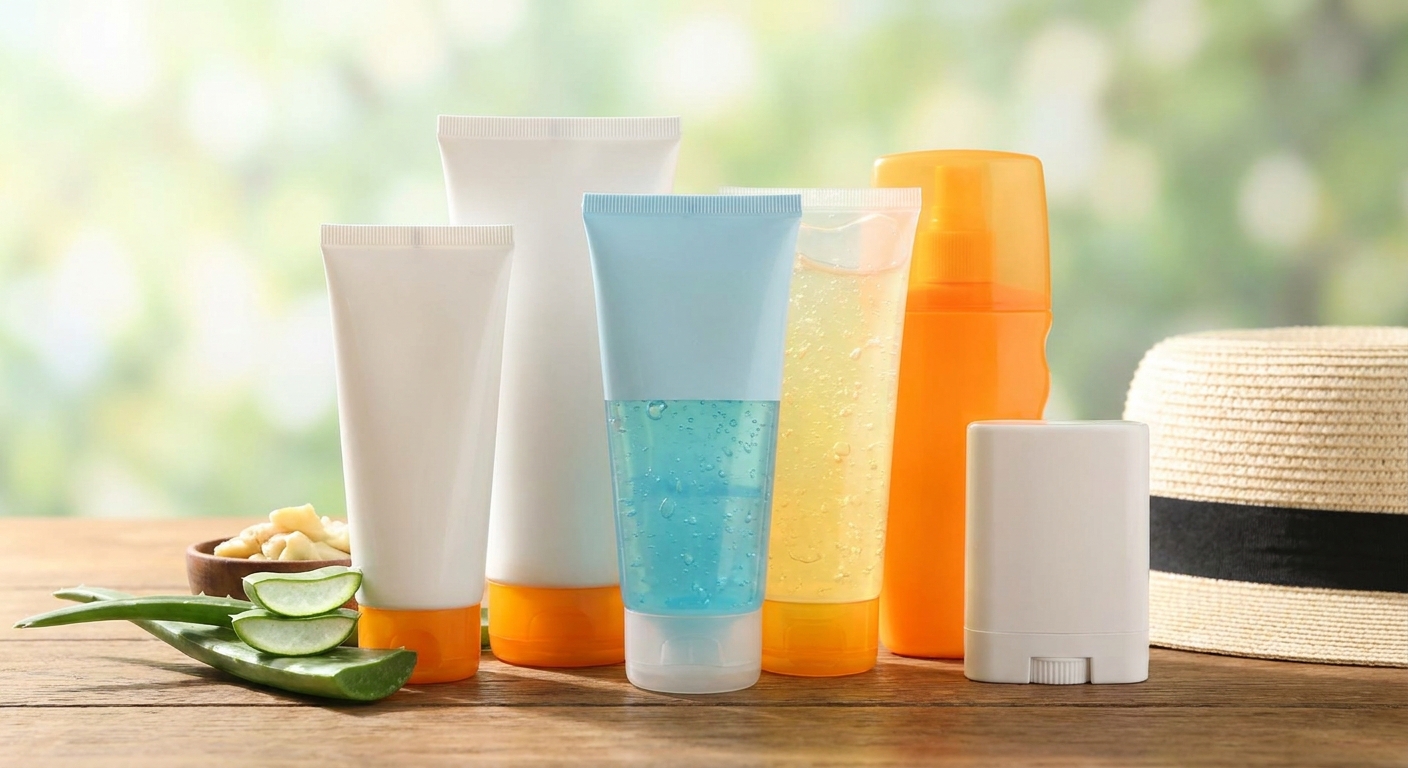 Ilustrasi wanita memilih sunscreen terbaik untuk kulit berminyak, kering, dan sensitif.
